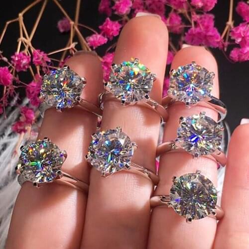 14K Au585 White Gold Women Wedding Party Engagement Ring 1 2 3 4 5 Carat Round Moissanite Diamond Ring Trendy Cute Classic