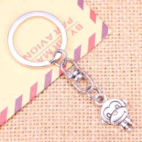 20pcs New Fashion Keychain 15x27mm double sides monkey Pendants DIY Men Jewelry Car Key Chain Ring Holder Souvenir For Gift
