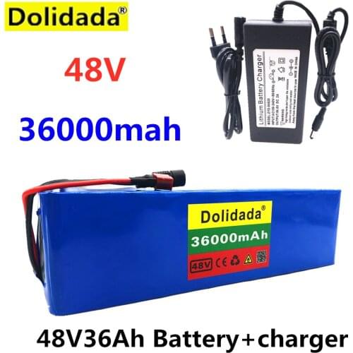 2021 NEW 48V36Ah 1000w 13S3P 48V Lithium ion Battery Pack For 54.6v E-bike Electric bicycle Scooter with BMS+Charger