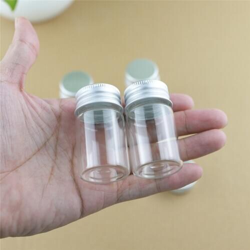 24PCS/lot 30*50mm 20ml Cute Small Glass Bottles Aluminum Caps Glass Tiny Jars Vials Transparent Glass Containers Perfume Bottles