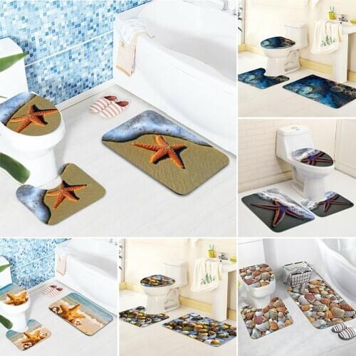 3Pcs Toilet Cover Seat Absorbent Non-Slip Bath Mat Bathroom Kitchen Carpet Doormats Decor Cushion Toilet Seat Cover Mat