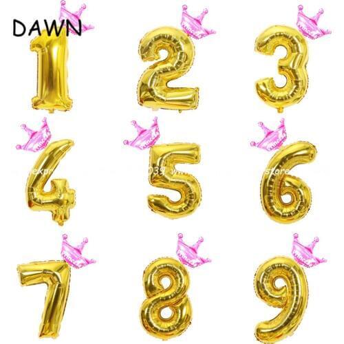 32inch Number gold big ballon Princess and Prince foil balloons boy and girl kid toys birthday party Wedding Decoration DIY