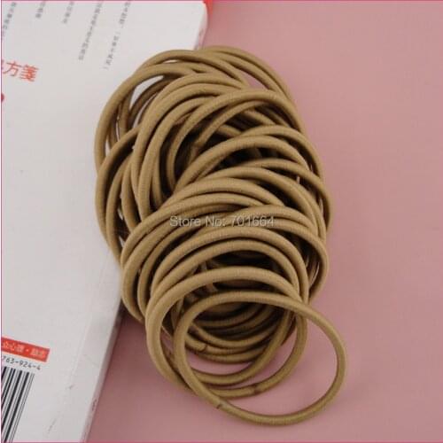 50PCS 4mm tan Elastic Ponytail Holders with gluing connection,light brown Elastic Hair Ties,BARGAIN for BULK