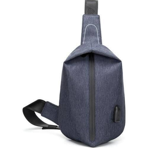 8PCS / LOT New Creative Chest Bag for Man Waterproof Shoulder Crossbody Bag Simple Casual USB Charging Male Chest Pack