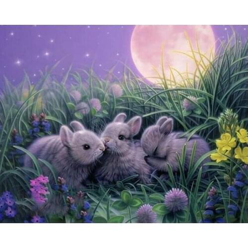 Diamond Mosaic 5D DIY Diamond Painting Cross stitch Moon Rabbits Diamond Embroidery Classic Style Rhinestone Painting
