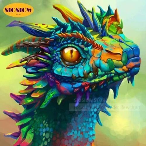 5D Diy Diamond Painting Colorful Dragon Pictures Full Square Drill 3d Diamond Mosaic Embroidery Cross Stitch Kit Decor Home Room