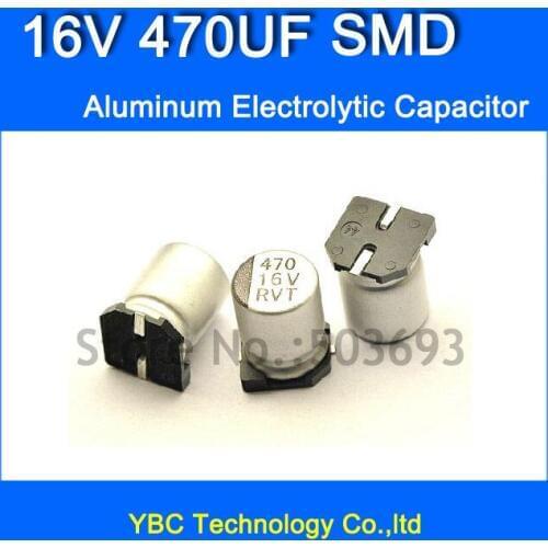 Free Shipping 100pcs/lot 16V 470UF SMD Aluminum Electrolytic Capacitor 8*10.4MM