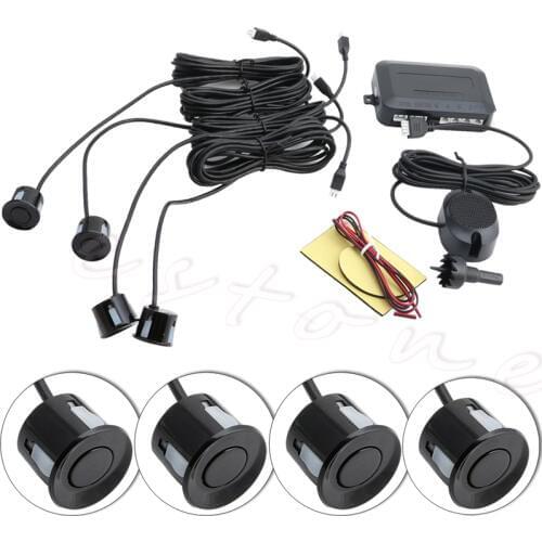 Parking 4 Sensors Car Reverse Backup Rear Buzzer Radar System Kit Sound Alarm