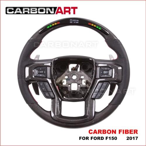 Real Carbon Fiber Car LED racing style Steering Wheel Compatible With 2017 fo-rd F150 Carbon Fiber Performance in All Models
