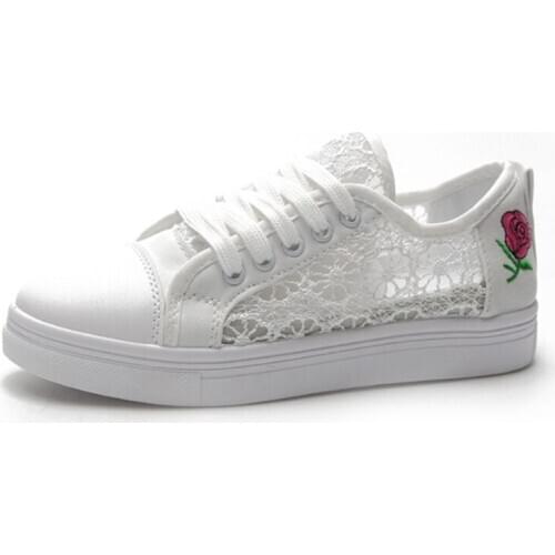 White shoes womens shoes 2020 breathable hollow board shoes summer flat shoes lace-up comfortable low-top mesh shoes