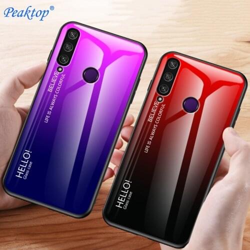 For Huawei Y6P Case Gradient Tempered Glass Hard Phone Cover For Huawei Y6P Y5P Y8P Y7P Case Shockproof Coques