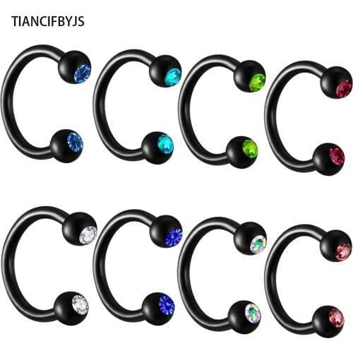 TICNCIFBYJS Black Anodized 16g Stainless Steel Tragus Earrings for Men Women Nose Hoop Rings Piercing Studs Body Jewelry 50pcs
