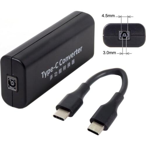 DC 4.5*3.0mm Jack Input to USB3.1 USB-C Type-C Power Plug Charge Cable 45w for Macbook Laptop Phone