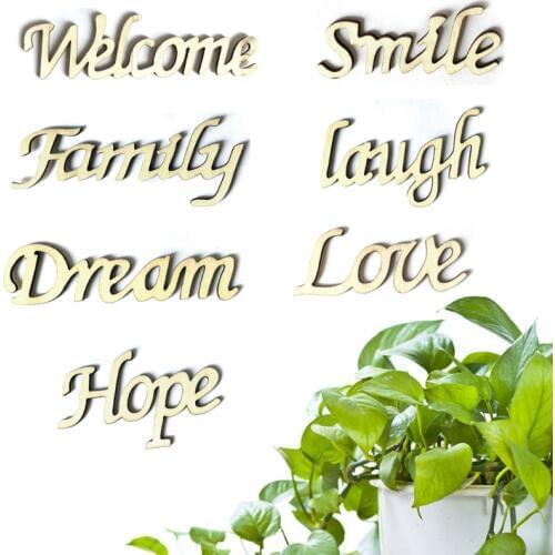 New Letter Word Wooden Hanging Sign Wall Decal Sticker Room Home Decor Ornament Hope/Smile/Welcome/Love/Dream/Laugh/Family