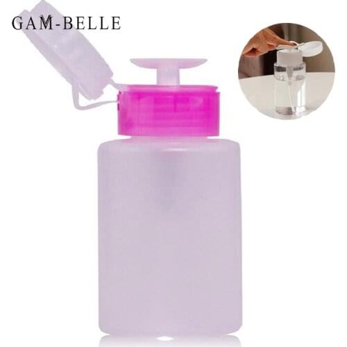 GAM-BELLE 1 Pc Empty Pump Dispenser Plastic Nail Polish Remover Alcohol Liquid Containers Nail Art UV Gel Cleaner Tool 160ML