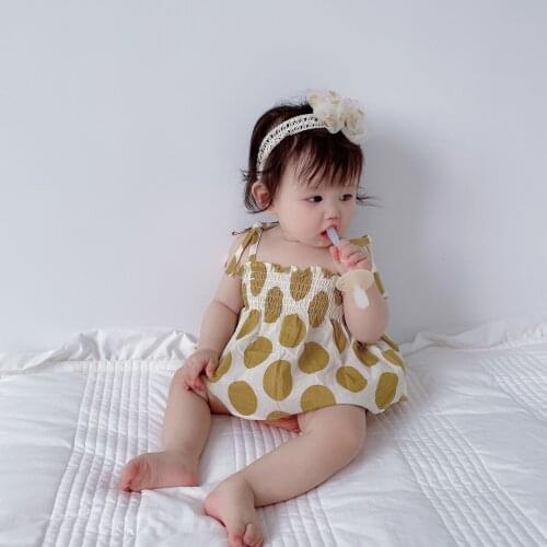 Elegant Princess Baby Girl Clothing Sets New Summer Infant Big Polka Dot Strap Shirt Tops + Newborn Pants Shorts Fashion Outwear