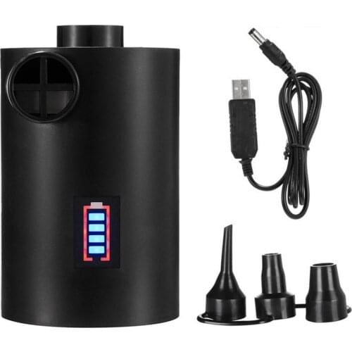 Electric Air Pump Inflator Battery Rechargeable Air Compressor Portable For PVC Boat Mattress Inflatable Pool Raft Bed 3 Nozzles