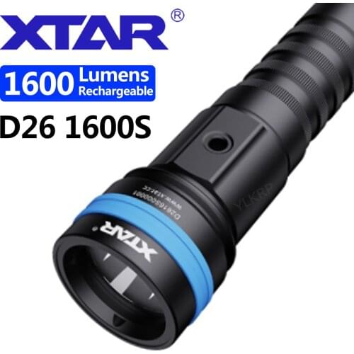 XTAR D26 1600 diving flashlight CREE XHP35-HI D4 1600 lumen beam distance 432 meter Magnetic switch torch 100 meter diving depth