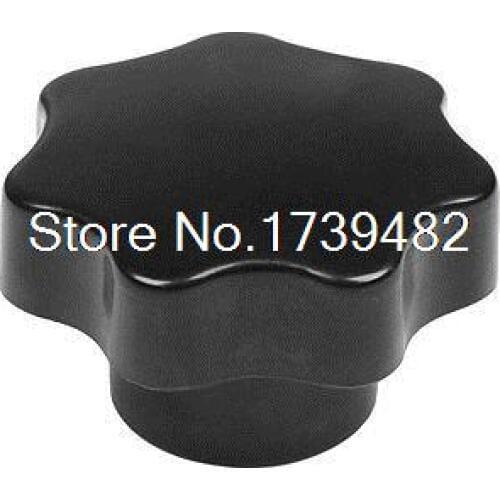 M12 60mm Dia Thread Black Plastic Star Head Clamping Knob Grip