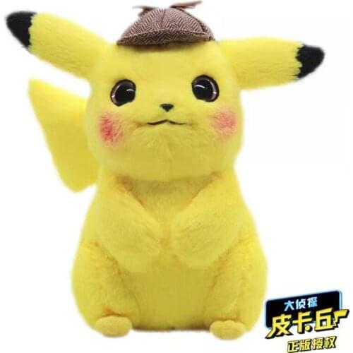 28Cm Pokemon Plush Toy Anime Figure Pikachu Detective High Quality Kawaii Pet Doll Model Children For Best Birthday Gifts