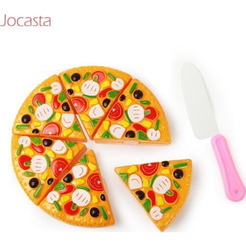 Cutting Toys Pizza Set with Knife Girls Kitchen Pretend Play Toys Plastic Miniature Fake Children Food Birthday Gifts 3 Years
