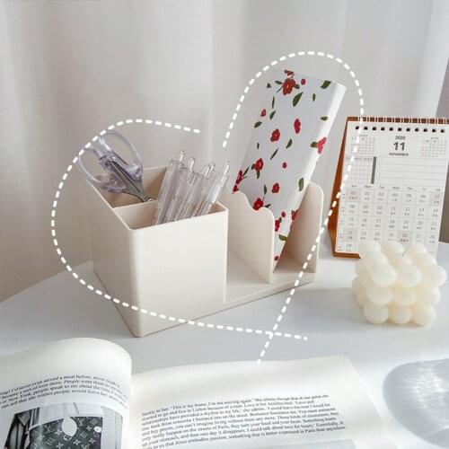 Ins simple multifunctional book stand desktop storage box cosmetics debris finishing storage tube trapezoidal pen holder