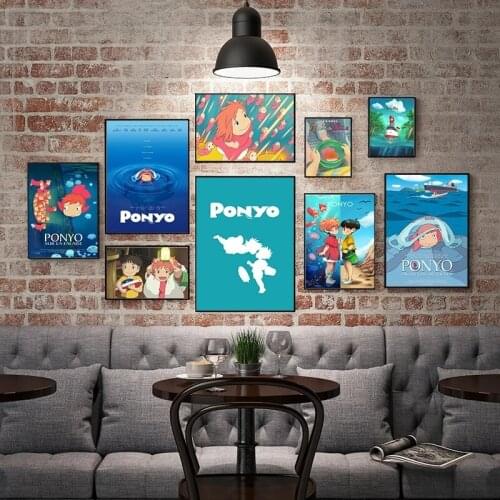 Cartoon Japanese Anime Canvas Painting Ponyo Wall Art Posters And Prints Modern Picture Home Decoration Living Room Kids Room