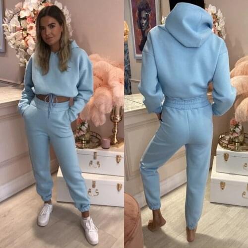 Clothing Women 2020 Tracksuits Hoodies And Pants Sportswear Autumn Winter Two Piece Sets Sport Solid Casual Sports Suit Women