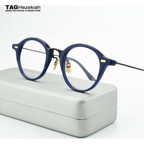 Round Glasses Frame men 2019 myopia computer Vintage Handmade designer spectacle Retro Brand eyeglasses frame women 47-23-145