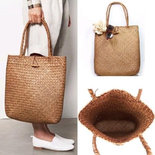 Fashion Shopping Bag Women Summer Straw Large Tote Bag Beach Casual Shoulder Bag Handbag Handmade Basket Storage