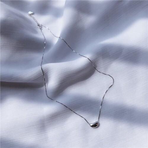 Fashion Silvery Jewelry Dainty Small Pea Shape Pendant Simple Necklace For Women Statement Wedding Accessories Birthday Gifts