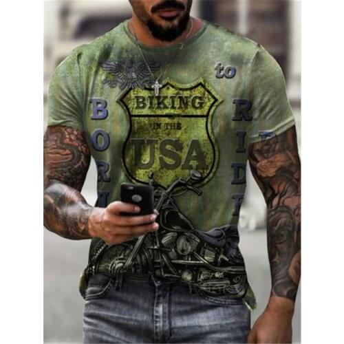 "Mothers Road" No. 66 mens printed short-sleeved T-shirt Slim sport O-neck short-sleeved top polyester material