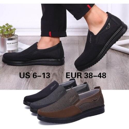 Large Size Men Old Beijing Style Casual Cloth Shoes Antiskid Loafers Flat Slip On Shoes