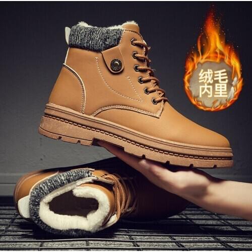 Winter Warm Men Boots Genuine Leather Fur Plus Men Snow Boots Handmade Waterproof Working Ankle Boots High Top Men Shoes
