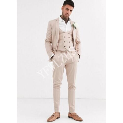 Handsome Groomsmen Notch Lapel Groom Tuxedos Mens Wedding Dress Man Jacket Blazer Prom Dinner (Jacket+Pants+Tie+Vest) A027