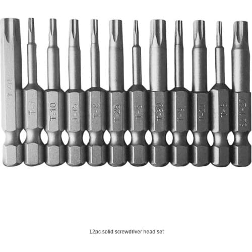 12PCS 50mm Long Torx Bit Set 1/4 Inch Hex Shank T5 T6 T7 T8 T9 T10 T15 T20 T25 T27 T30 T40 Electric Screwdriver Bit Set
