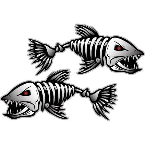2pcs Fish Skeleton Decals Sticker Fishing Boat Canoe Kayak Graphics Accessories Waterproof Self adhesive Fish boat stickers