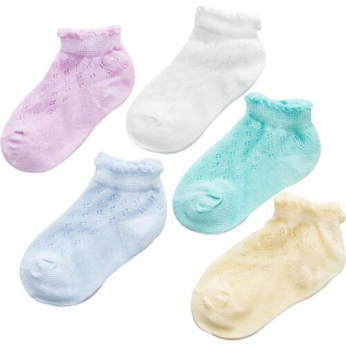5 Pairs/Lot Child Socks for Boys Girls 0-5 Years Baby Kids Solid Color Spring Summer Children Mesh Breathable Socks
