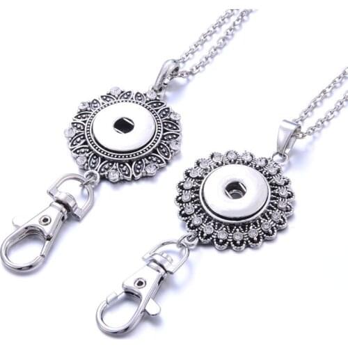 New Snap Necklace Jewelry 18mm Snap Button Keychain tree leaf Snaps Keychains Keyring Pendant Lanyard for Key Buttons