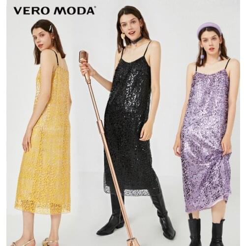 Vero Moda Women Mermaid Style Sequin Suspender A-Line Long Party Dress | 32037A008