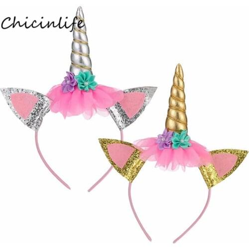 Chicinlife Unicorn Horn Headband girl Unicorn Headwear Kids Women Birthday Party Decoration Baby Shower Unicorn Party Hair Band