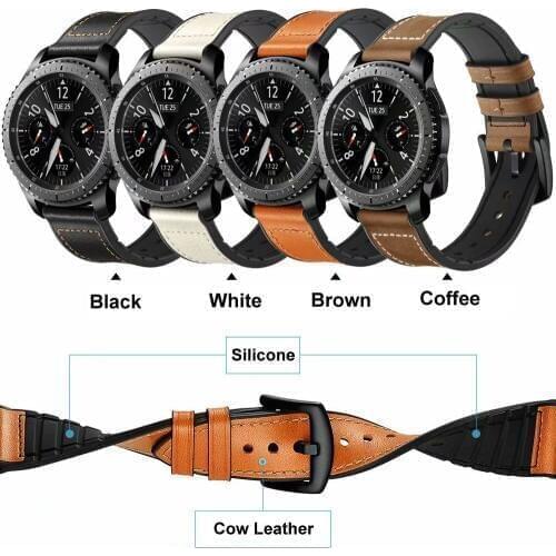 Sport Watch Strap For Huami Amazfit 1 2 Genuine Leather With Rubber Watchbands For Samsung Gear S3 Bracleelt For Huawei Watch 2P