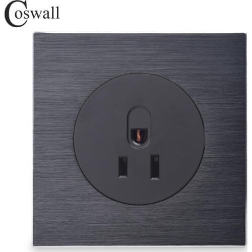 Coswall Luxurious Black Aluminum Panel 15A US Standard Wall Power Socket Outlet Grounded With Child Protective Lock