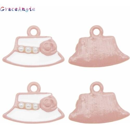 8pcs/pack Luxury Enamel Women hat charms rose Flower pendant Ear Jewelry Necklace Bracelet Charms New Earrings Accessories Craft