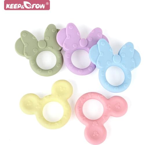 1pcs Mickey Silicone Baby Teether Minnie Cartoon Tiny Rod for Infant Molar Rodent Pacifier Chain Food Grade Mouse Baby Teethers