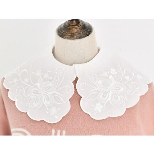 Sitonjwly Women Floral Lace Fake Collar Big Lapel Button Down Detachable Shirt False Collars Girls Removable Decor Nep Kraagie