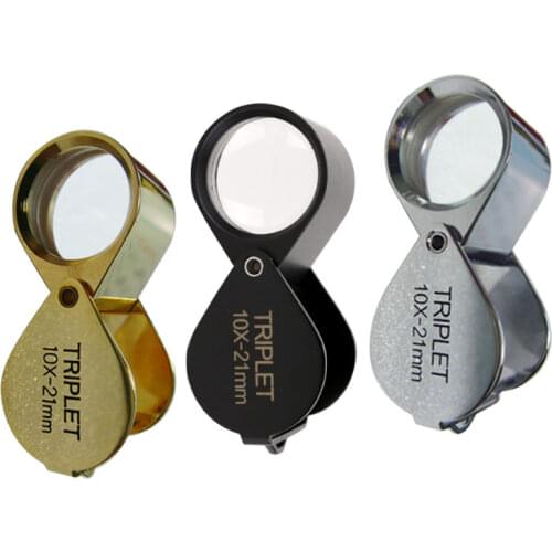 10X Large-caliber Folding Jewelry Magnifying Glass Portable Hand-held Magnifying Glass Pocket Magnifier Silver Gold Black