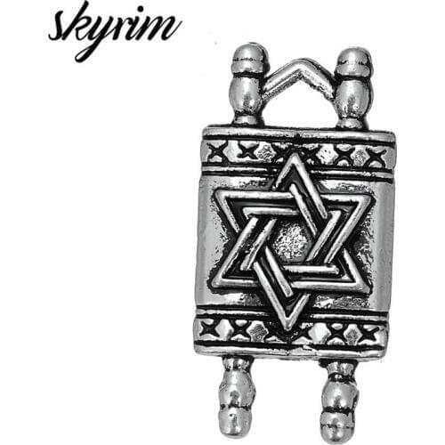 Skyrim Religion The Elder Scroll Carved Hexagram Charms Floating Pendants For Jewelry Making DIY Accessories Handmade Gift 20Pcs
