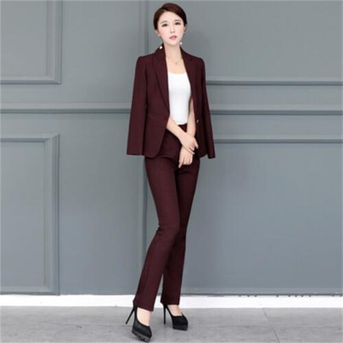 Spring and autumn loaded new women wear OL suit interview office Slim jacket+ Straight trousers Two pieces / sets