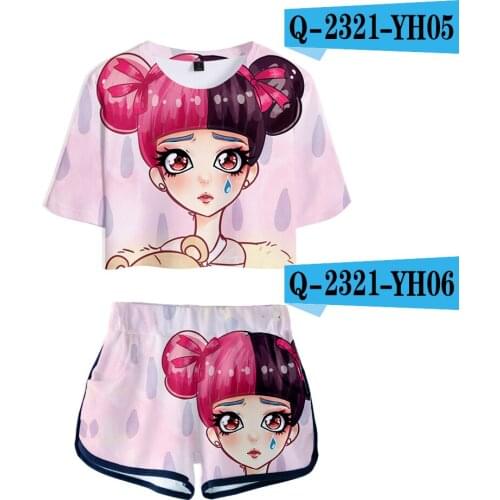 Y2K Kawaii Cry Baby Melanie Martinez Two-piece Fashion Shorts Suit Womens Fashion Summer Casual Cool 2 Piece Set Women Clothes